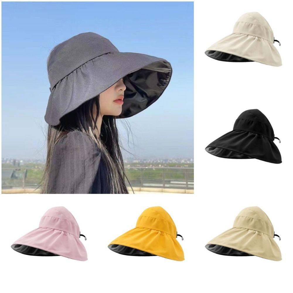 Sunscreen Black Vinyl Sunshade Hat UV Protection Empty Top Hats Sun Protection Cap  Beach