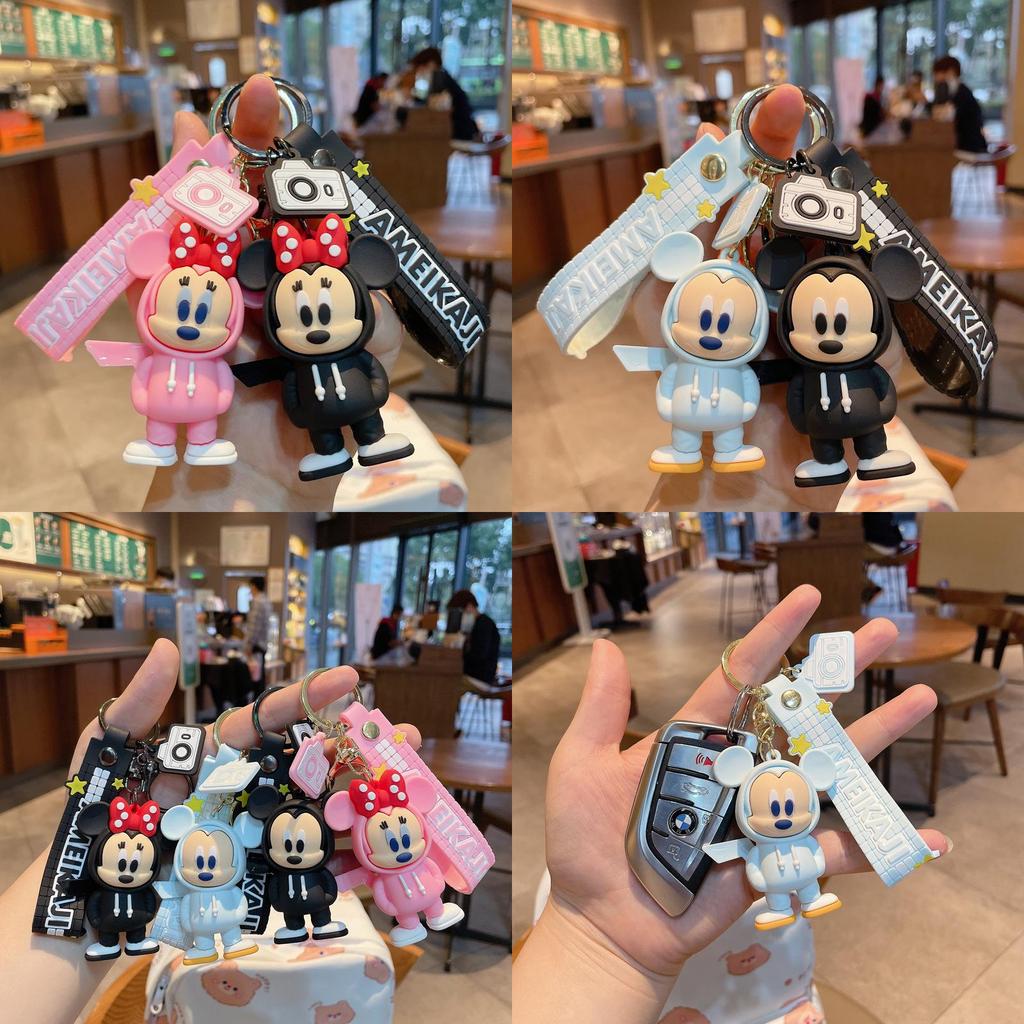 Cute Cartoon Pvc Keychain With Classic Mickey And Minnie Design