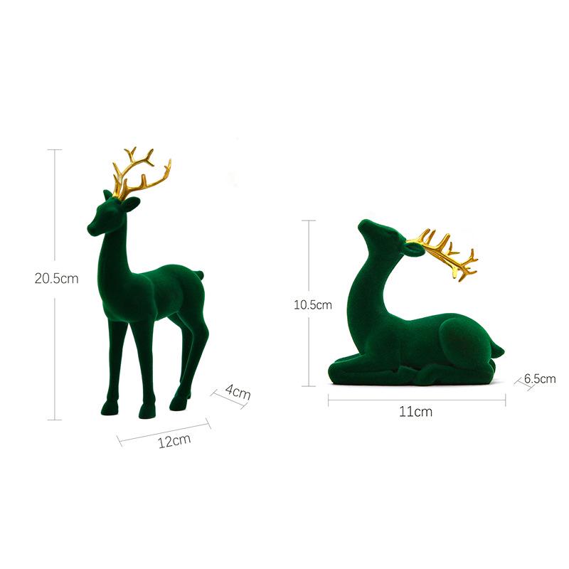 Red Velvet Deer Ornaments - Set of 2 for Festive Christmas Decor