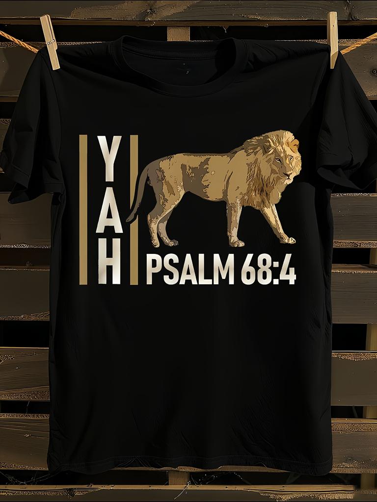 Hebrew Lion of Judah T-Shirt Mens Tshirt Womens Tshirts with Letters Print Short Sleeves T-Shirt Casual Street Tee Shirt Top