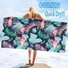 Flamingo & Palm Leaf Printed Beach Towel: Dive into Summer Vibes! Suitable for towels, bath towels, beach towels