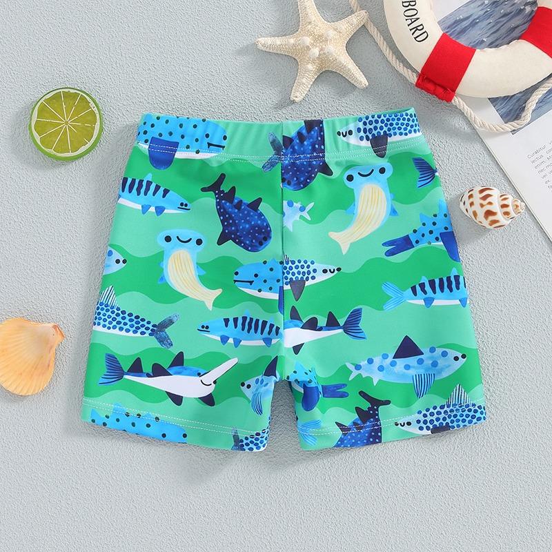Kids Baby Boys Swim Trunks Novelty Shark Print Elastic Waist Swim Shorts Children Boys Bathing Suit Swimsuit Bottoms Swimwear