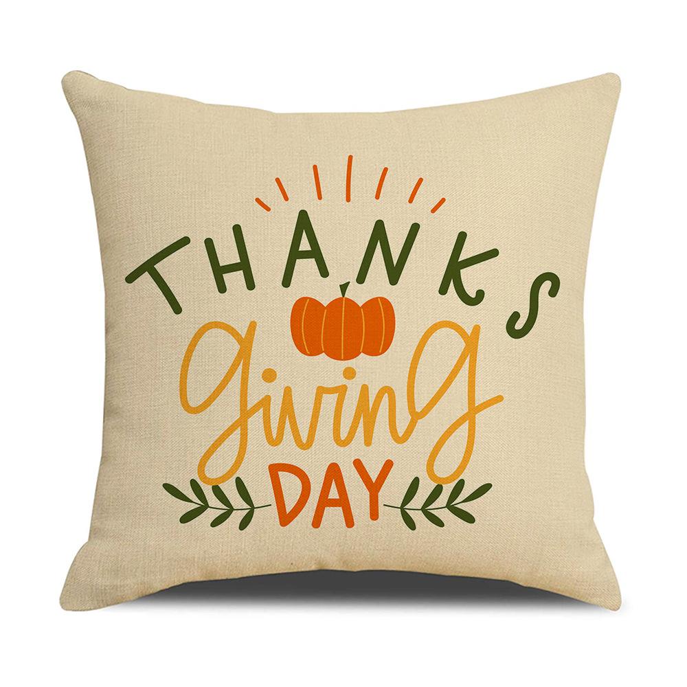 Yellow Thanksgiving Cushion Home Cartoon Turkey Sofa Cushion Linen Office Cushion Cover Home