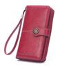 Women's Retro Oil Wax Leather Long Wallet - Hollowed-out Design, Multi-functional, Large Capacity Phone Bag