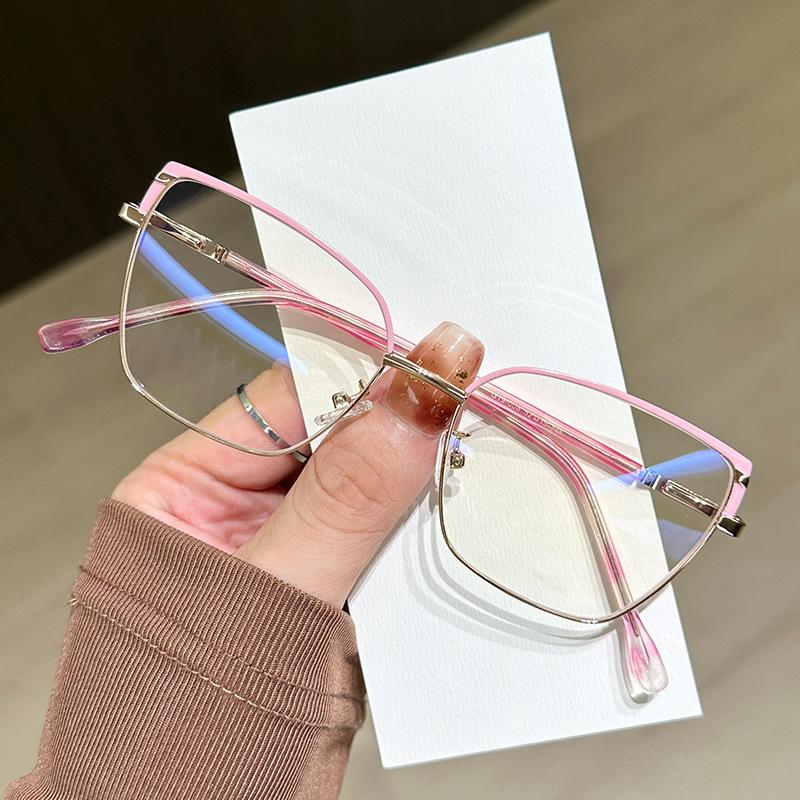 New men's and women's versatile glasses Metal glasses frame Internet celebrity plain face trimming decorative flat glasses Myopia glasses