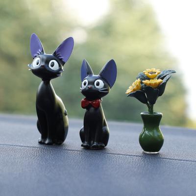 Ceramic Car Ornament Mini Sunflower Bonsai Vase Black Ornament Retro Auto Center Console Decoration Accessories