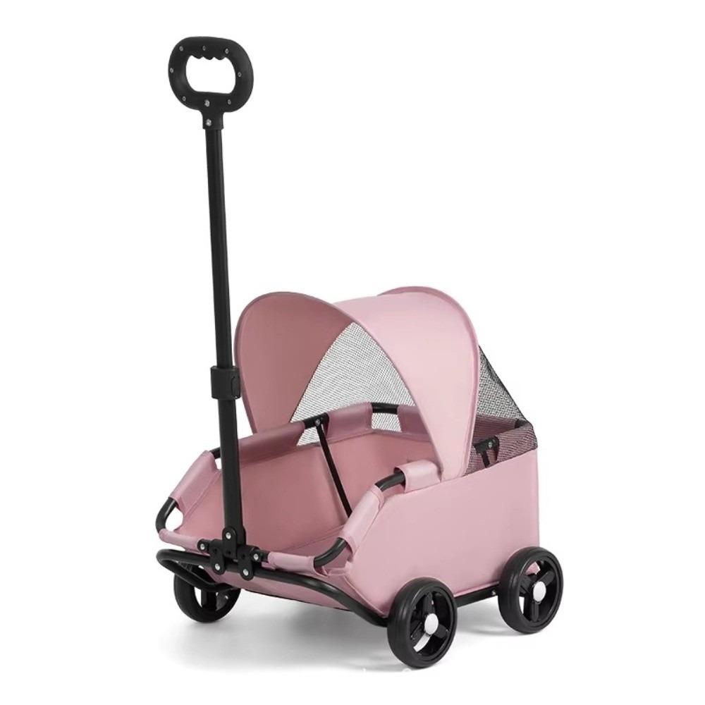 Lightweight Small Pet Cart Foldable Pet Strolling Cart Pet Stroller  For Dogs Cats Teddy Bears розовый