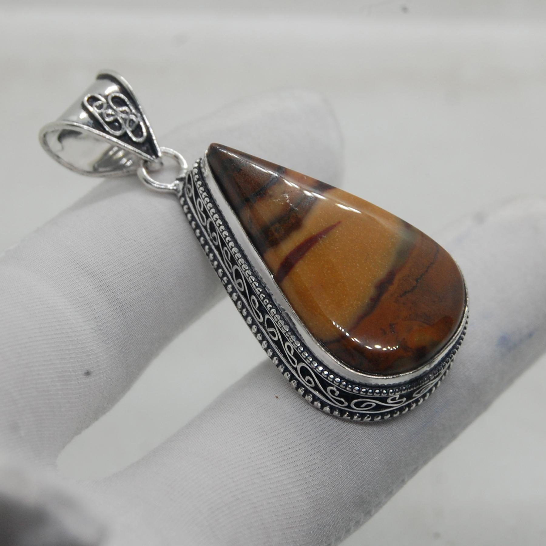 

Noreena Brown Mookaite Jasper 925 Sterling Silver Pendant Jewelry, Designer Mookaite Boho Style Pendant Jewelry