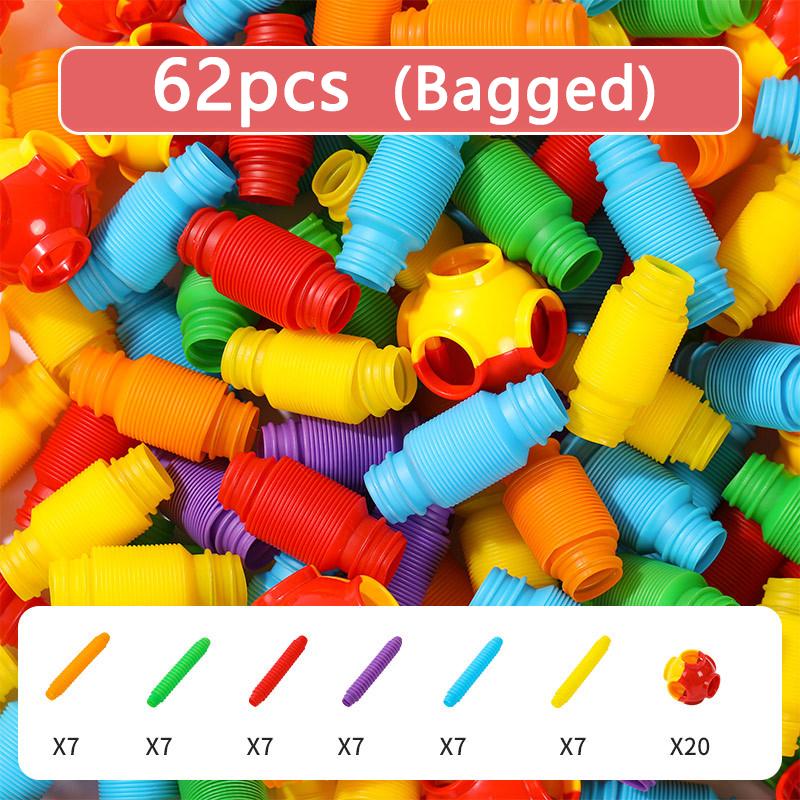 Fidget Sensory Tube Building Blocks Children Toys Creative Extendable Tube Construction Blocks Activity Early Educational Games