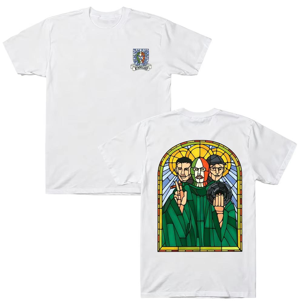 Summer Hot Sale Stained Glass Tee Kneecap Graphic T-shirt Unisex Casual Harajuku Hip Hop Punk Cotton T-shirt Short Sleeve Casual Clothing