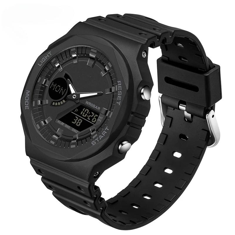 

Men s Quartz Watches Waterproof Military Sport Watch Dual Display Luminous LED Digital Wristwatch