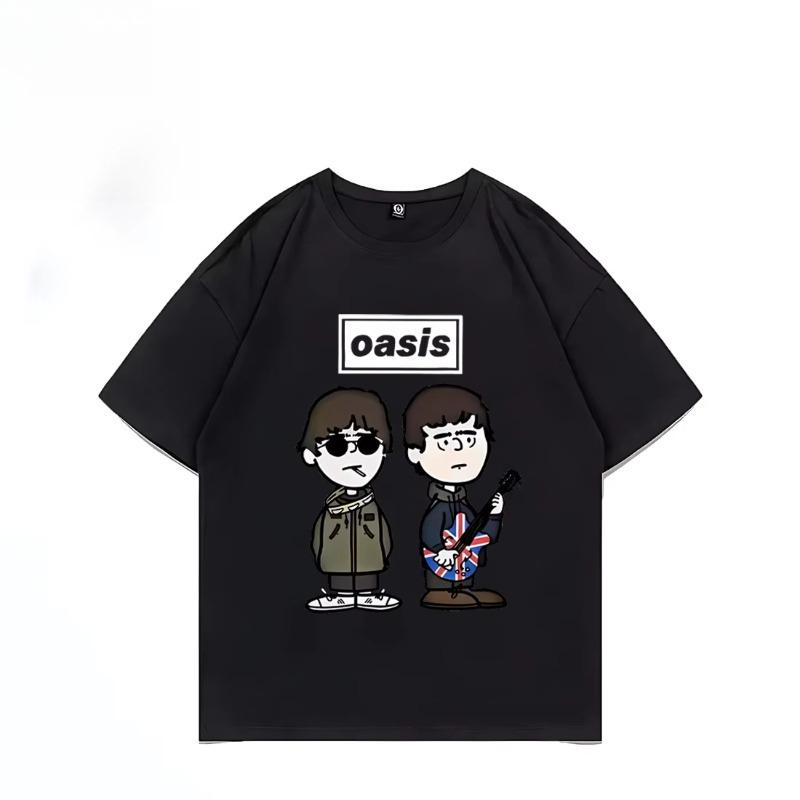 British Rock Band O-Oasis Live 25 Punk T-shirt Men Women's Cartoon Vintage Hip Hop Streetwear Summer Cotton Short Sleeve Top