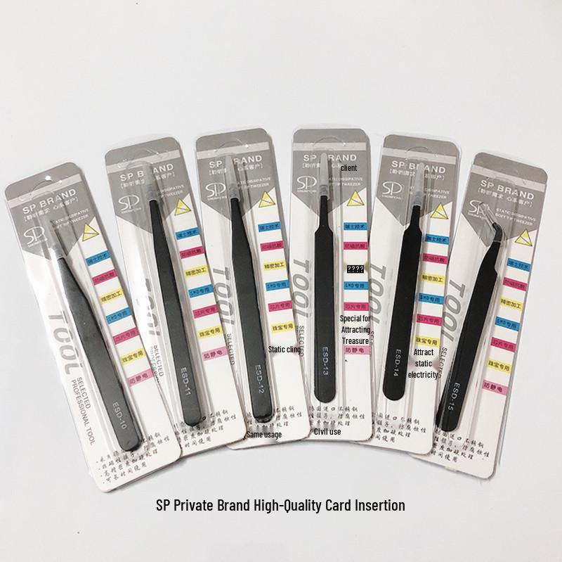 Stainless Steel ESD Tweezers for Eyelash, Nail Art, Bird's Nest, Feather Plucking, and Electronic Disassembly
