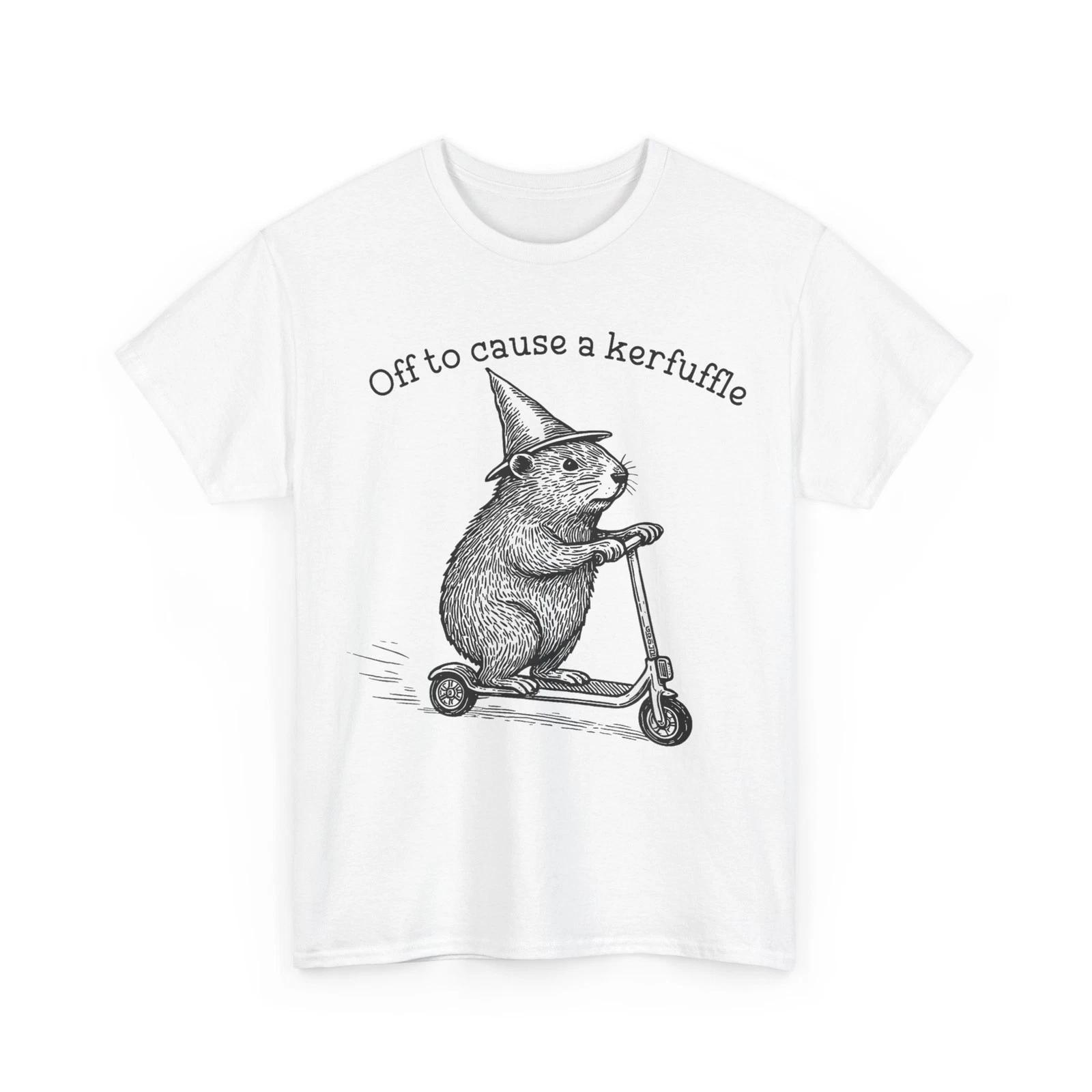 Off to Cause A Kerfuffle Funny Capybara Scooter Chaos T-Shirt 2XL