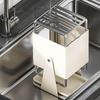 Kitchen Cutter Holder 9-Slot Storage Organizer With Drain Tray 30-Degree Rotating Cutter Organizer For Kitchen Counter