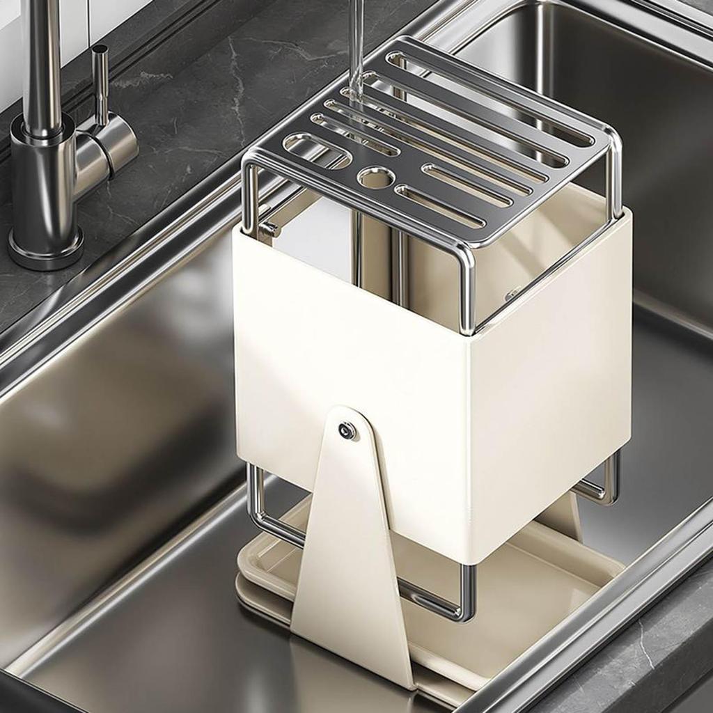 Kitchen Cutter Holder 9-Slot Storage Organizer With Drain Tray 30-Degree Rotating Cutter Organizer For Kitchen Counter