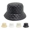 Grid Pattern Fisherman Hat Goose Down Fill Pure Color Versatile Style Cap Warm