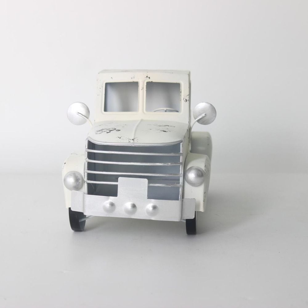 Large Size Christmas Truck Ornament Handmade Snow Truck Figurine Metal Craft Ornament Xmas Tree