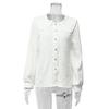 Classic French retro women's clothing, versatile fungus edge doll collar white lapel long-sleeved shirt top women's autumn