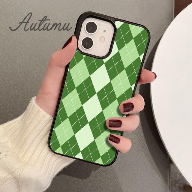 Argyle pouzdro na telefon pro iPhone 11 12 13 14 Pro Max mini X XR XS SE 2020 5 6S 7 8 Plus Samsung Galaxy S21 S22 Kryt skořepina