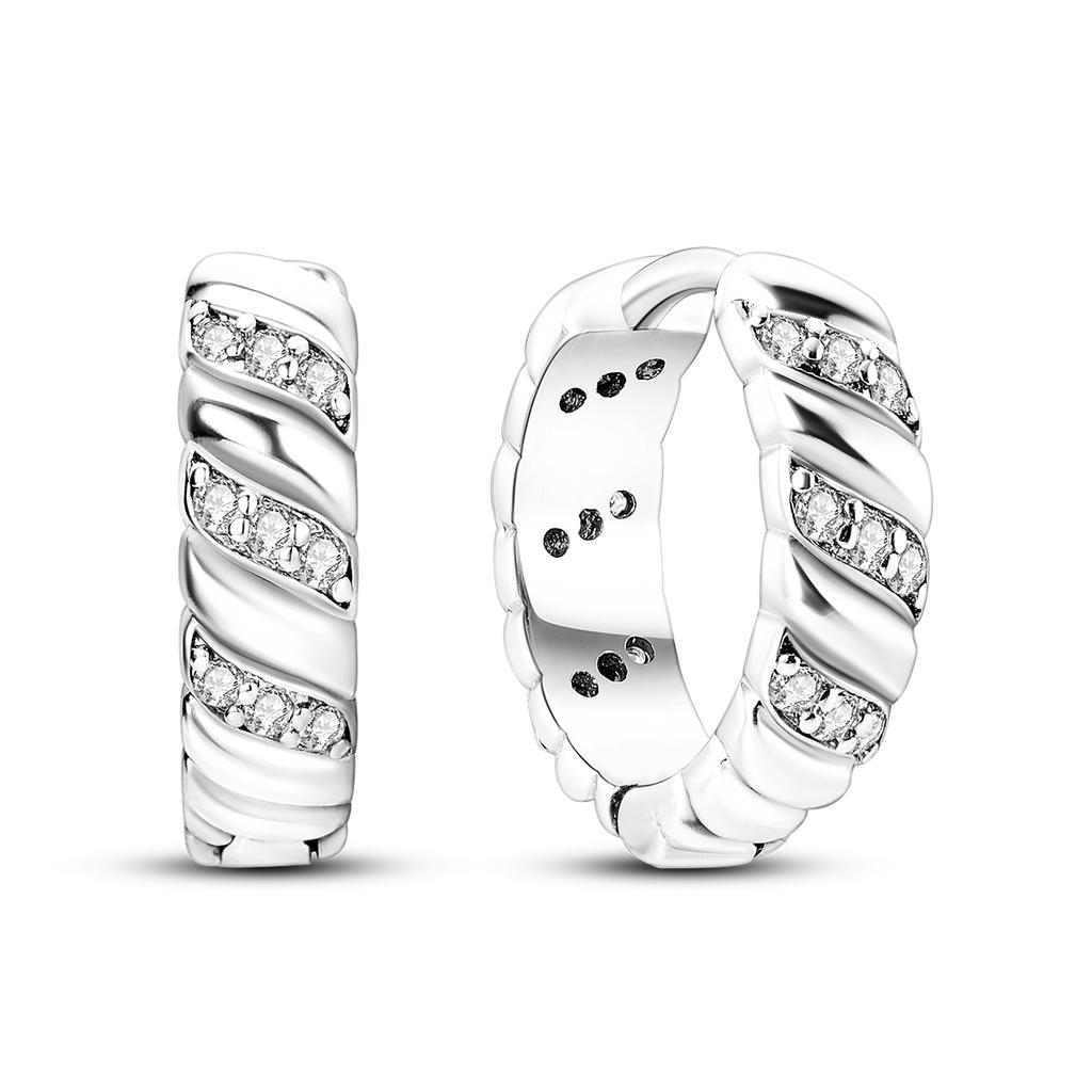 Silver Plated U Round Heart Shape CZ Zircon Earrings Hoop Earrings For Women DIY Making Jewelry Gift