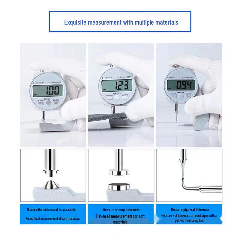 Digital Thickness Caliper: Flat & Pointed Head Gauge for Measuring Paper Board