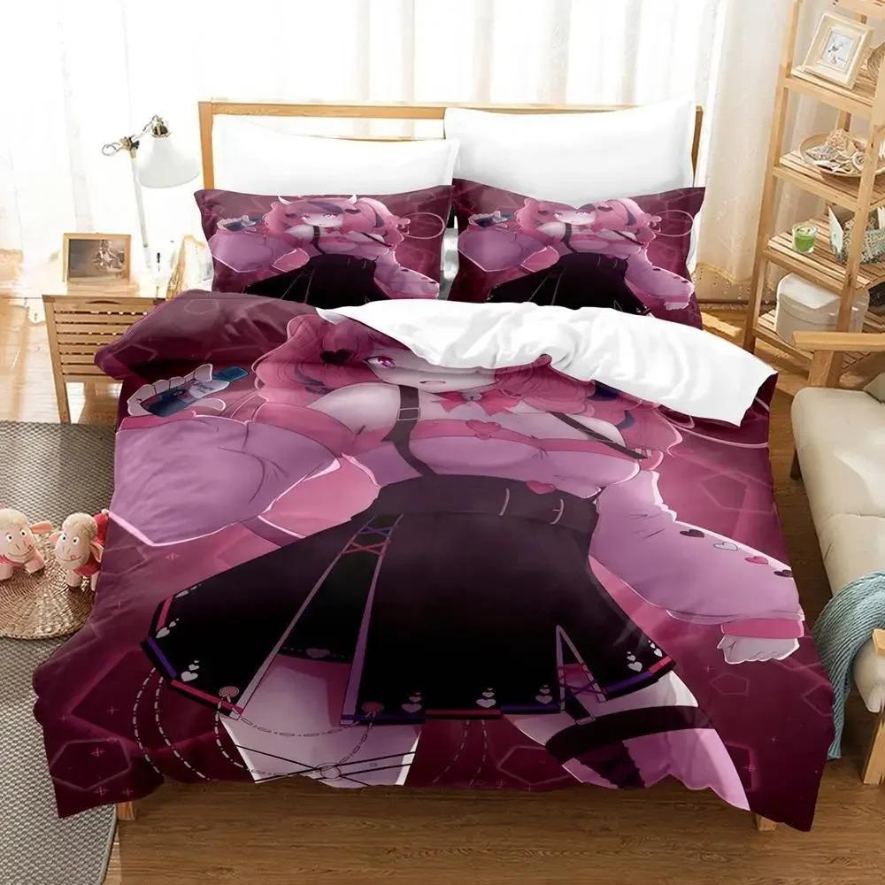 Ironmouse Anime Bedding Set Single Twin Full Queen King Size 3D Print Kawaii Duvet Cover for Adult Kid Bedroom