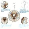 Owl-Design Metal Windmill Garden Decor – Dual-Direction Spinning Wind Chime, White Face & Owl Art, Outdoor Hanging Ornament – Easy