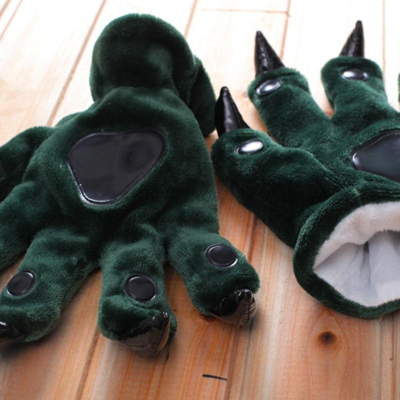 Plush Dinosaur Paw Gloves Cartoon Cute Animal Hand Gloves Animal Paw Warm Gloves Cosplay Tool Costume Party Accessories