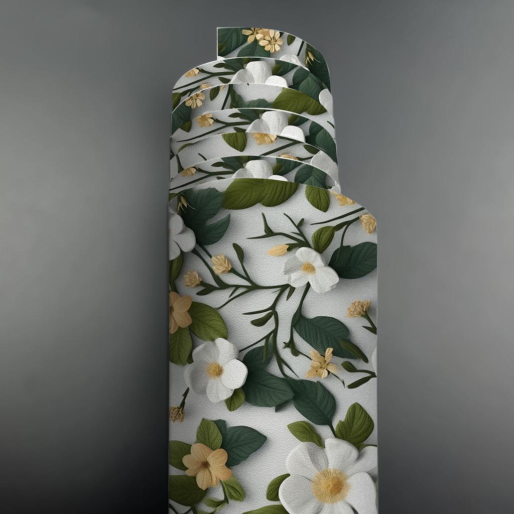 Nordic Style Plant Flower Splicing Wall Sticker Living Room Bedroom Background Wall Self-Adhesive Wallpaper Waterproof And Wear-Resistant Texture