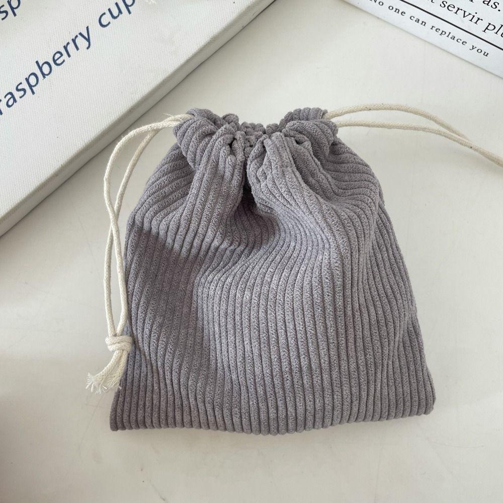 3PCS Solid Color Drawstring Cosmetic Bags Corduroy Large Capacity Gift Storage Bag Drawstring Style Durable Makeup Bag Travel