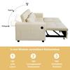 Sofa Bed with Storage Box 2-seater 3-in-1 Sofa Bed Foldable Adjustable Backrest USB Ports Armrest Pockets Beige 142x85x83 Cm