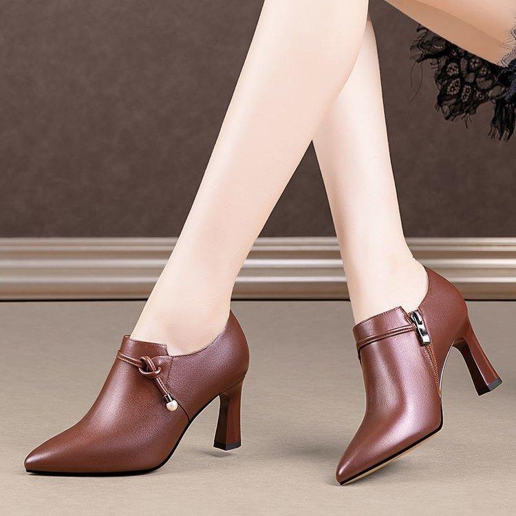 

New Women s Vintage Pearl Decor Pumps - Pointed Toe Side Zip Stiletto Heel Shoes, Retro Style Deep Shoes for Fall/Winter 35