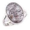 Natural Black Rutile Gemstone Handmade 925 Solid Sterling Silver Ring S.6 P4z98