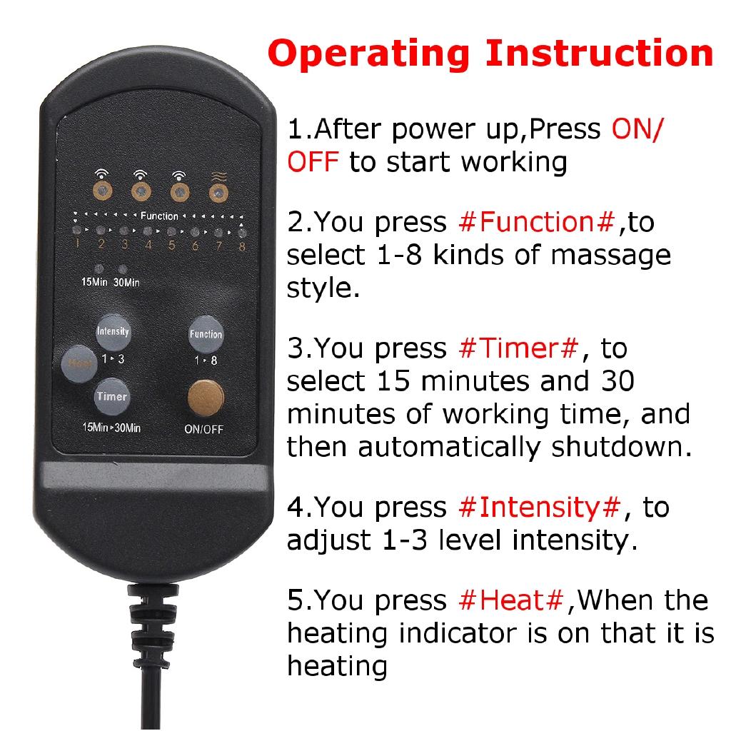 Masážní kancelářská podložka Podložka na autosedačku Masážní přístroj na židli Bederní část Tělo Záda Krk Relaxace Elektrická masáž Zadní vyhřívaná autosedačka