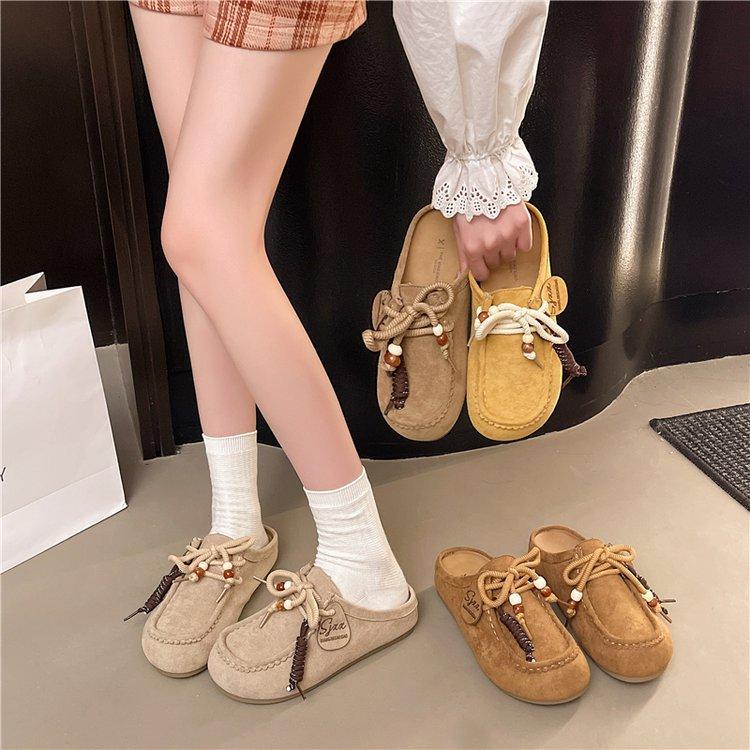 Thick-soled inner height-increasing Boken shoes bag head half slippers women's summer wear 2025 new ugly and cute one-pedal Boken single shoes