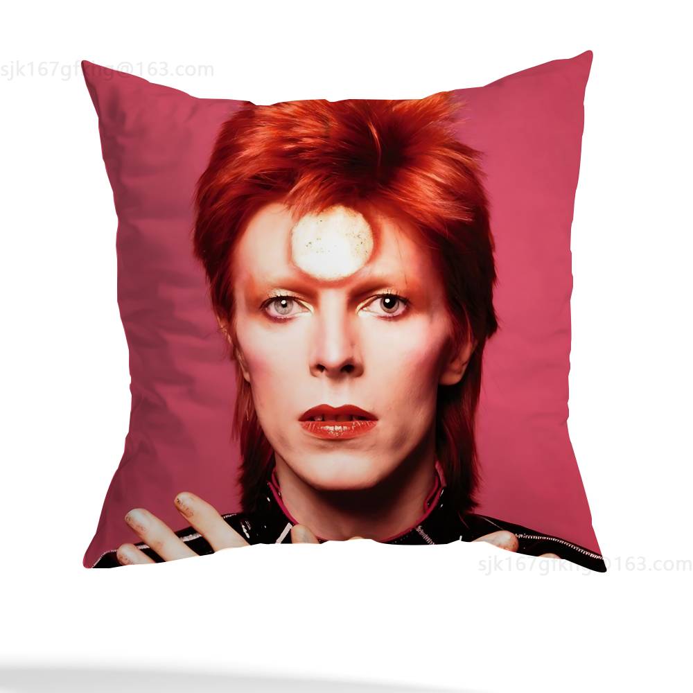 Federa Cuscino Quadrata Stampa Double-Sided Corto Peluche Copricuscino Divano Camera da Letto Comodino Singer D-David B-Bowie