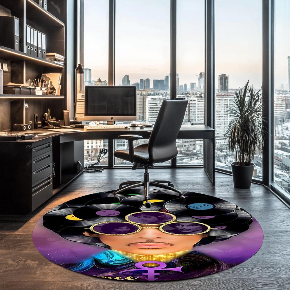 Prince Printed Round Rug Carpet Chair Rug Area Rug Entryway Doormats,for Office Chair Living Room Bedroom Kitchen Room.