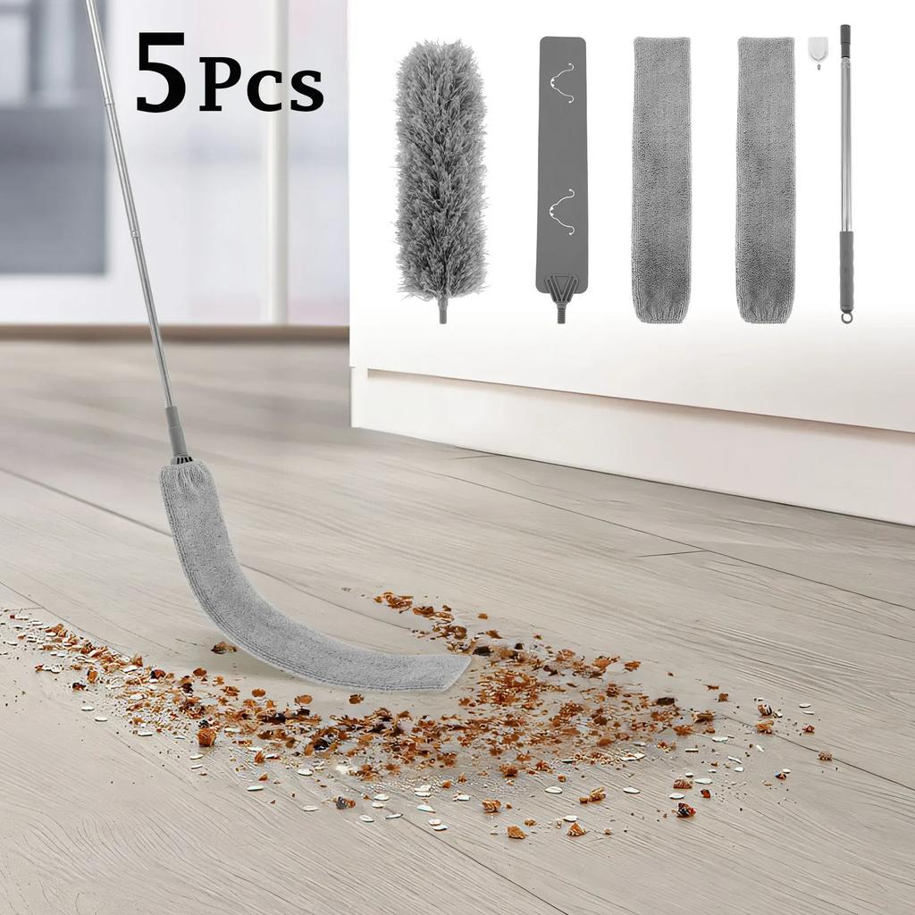 5Pcs Dust Removal Dusters 41-210cm Extendable Telescopic Duster Floor Ceiling Cleaning Mop Fan Furniture Bed Bottom Dust Cleaner