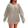 Women's Loose Long Sleeved Round Neck Pocket Sportswear Casual Pullover Sweatshirt