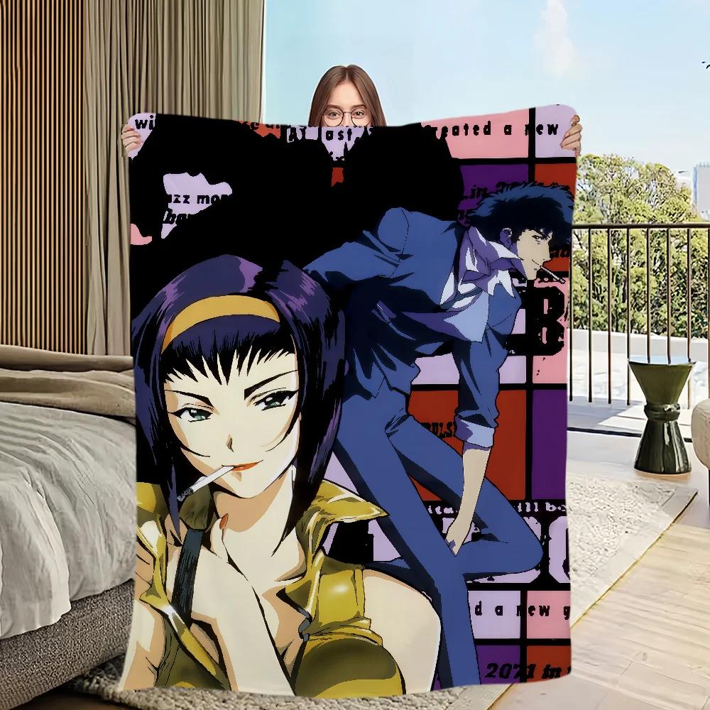 Warm Plush Anime Flannel Blanket for Living Room Sofa TV Office Bedroom Travel Gift CCOWBOY BBEBOP Series