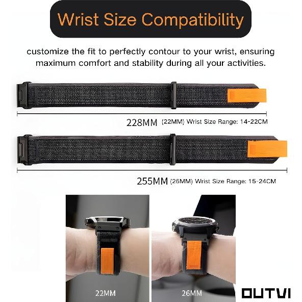 26mm Watch Band for Garmin Fenix 7x Sapphire Solar Fenix 6x Pro Solar Fenix 5x 3 Hr Quick Release Fit Nylon Watch Strap Replacement for Garmin Epix 2