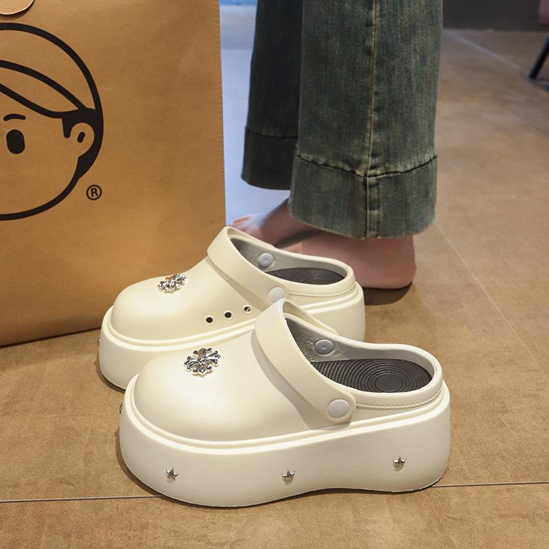 2025 Damen Niet Peep-Toe Dicksohlige Höhenvergrößernde Rutschfeste Mango Zehen Halbschuhe für Frühling/Sommer