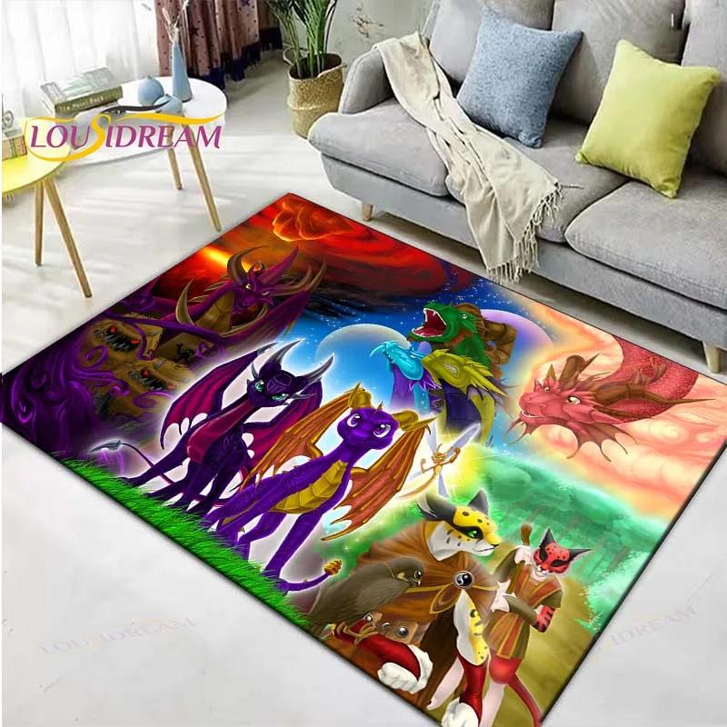 3D Klasické Hry S-Spyro Drak Tištěné Koberce Obývací Pokoj Protiskluzový Plošný Koberec Dětský Pokoj Rohožky Jóga Podložka Velký Koberec Dekor