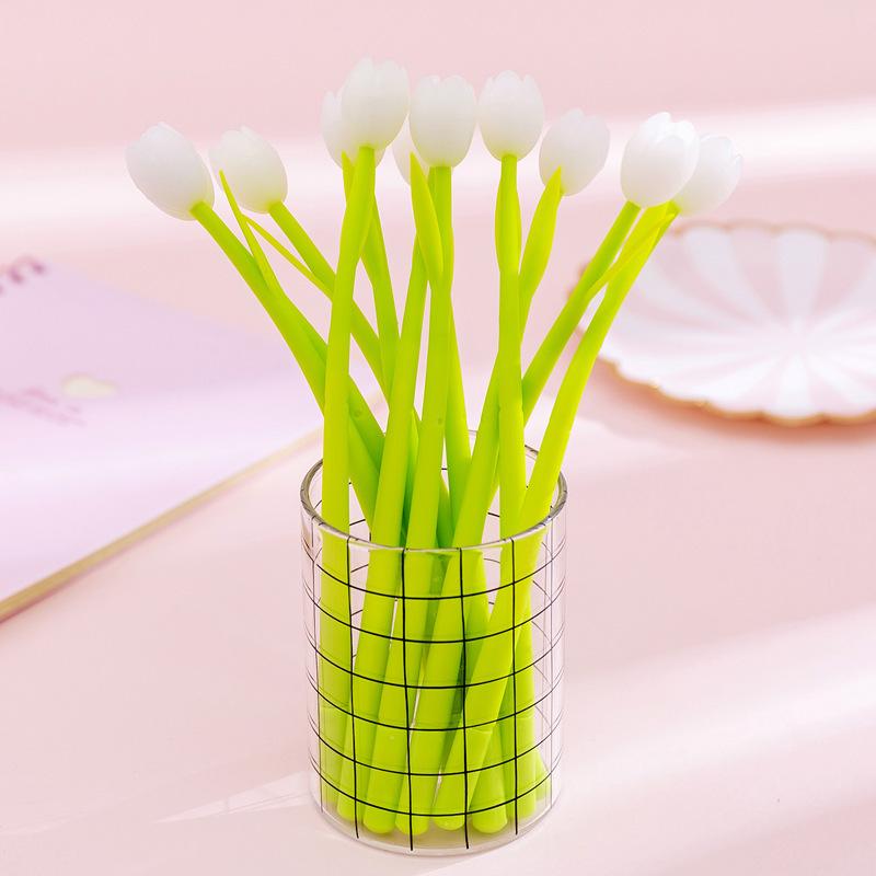 Color Changing Tulip Gel Pens Cute Discolor Floral Black Ink Neutral Pens Korean Stationery Holiday Gifts Office Supplies