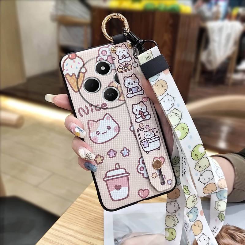 Protective Anti-dust Phone Case For Redmi A4 5G Back Cover Shockproof Waterproof Cartoon Silicone Durable Ring Kickstand