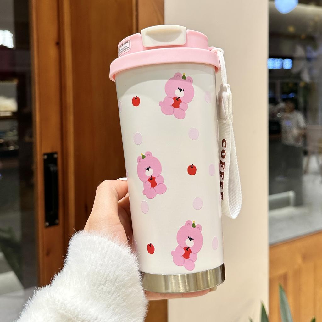 New Thermos Cup Coffee Cup Women's High Appearance Level Large Capacity Straw Water Cup Birthday Gift
