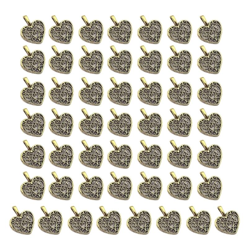 Vintage Alloy Heart Charm Pendant For Handmade Necklace Jewelry Accessories Lightweight Crafting Supplies