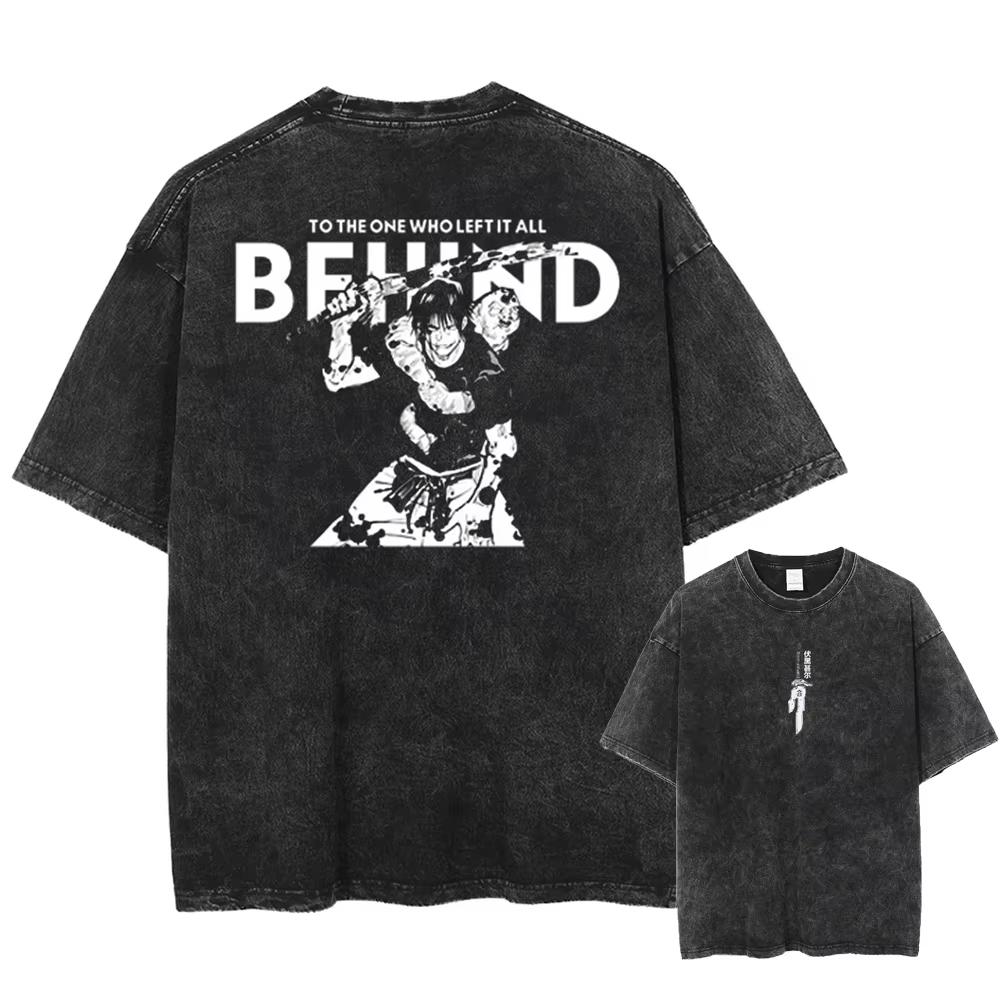 2026 Anime Jujutsu Kaisen Fushiguro Toji Printed T‑shirt Men's and Women's Washed T‑shirt High Quality Oversized Casual Streetwear Summer Graphic Tops