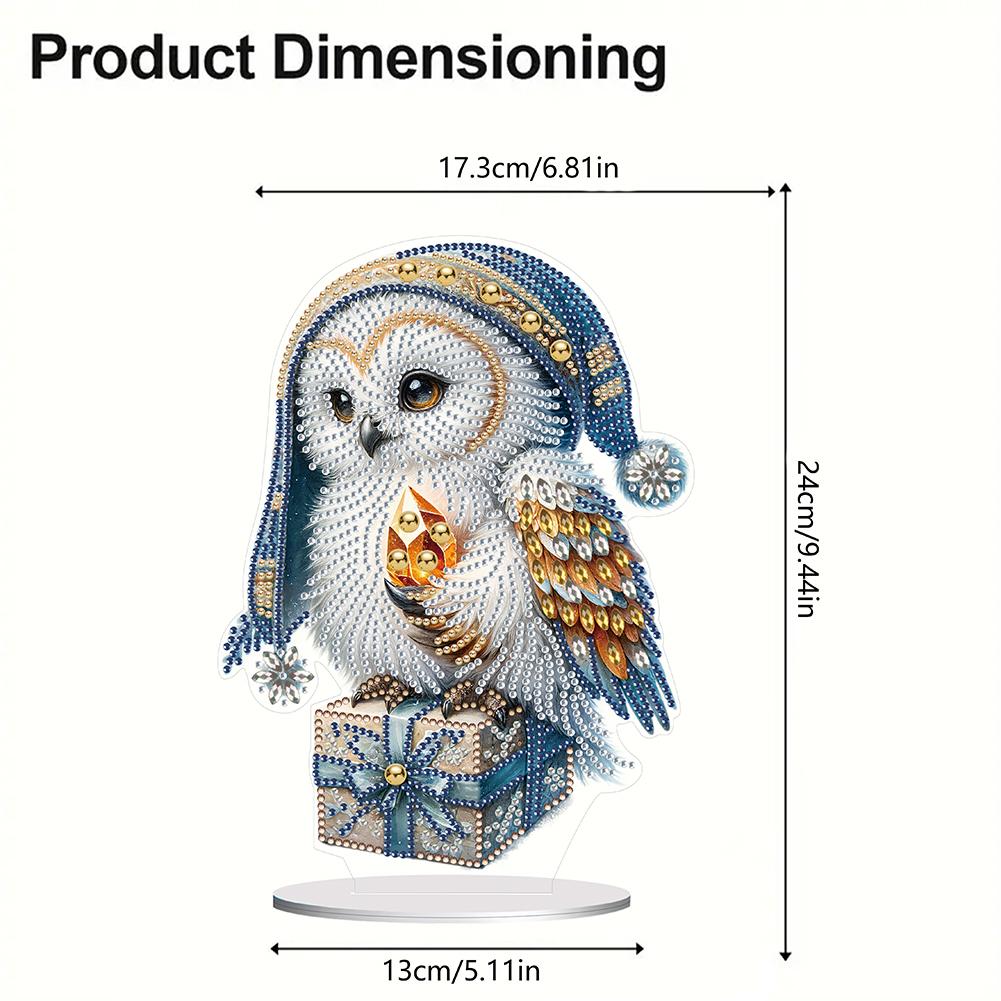 DIY Diamond Painting Ornament Round+Special Shape Acrylic Table Top Winter Owl Ornaments Kit For Room Office Desktop Decor